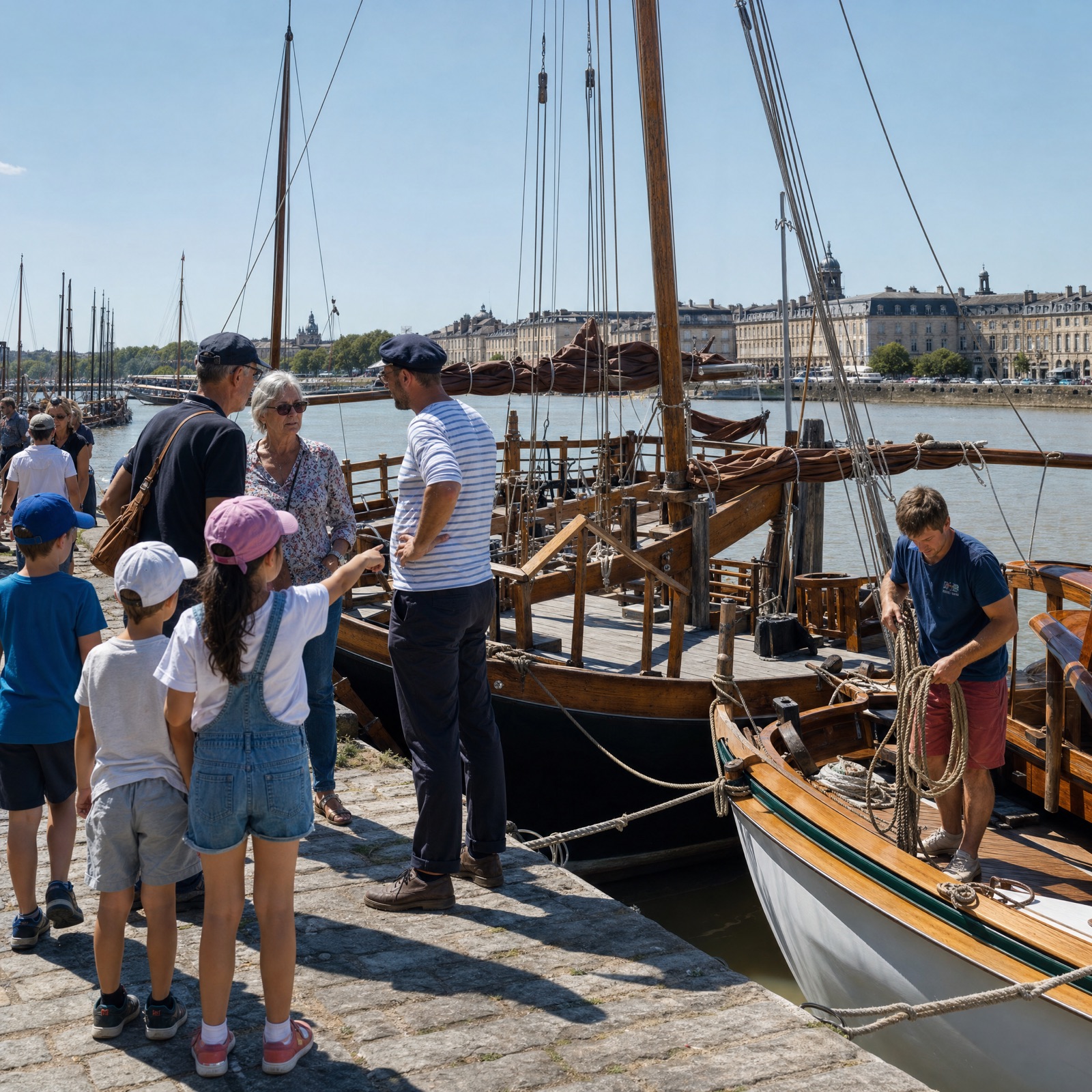 Soirée publique de la délégation — habitants découvrant les expositions sur le patrimoine fluvial de Libourne